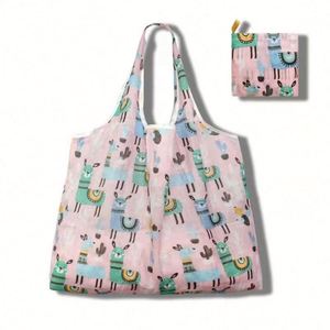 Sacs de courses pliables grande capacité en gros, sacs de rangement portables imprimés créatifs à poignée - Product Image 3