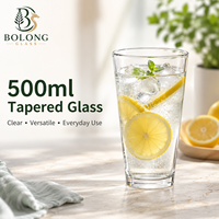 Verre à boire personnalisé avec logo, vente en gros, 500 ml (16,9 oz), en verre, base épaisse conique, compatible lave-vaisselle, pour eau, jus, cocktails