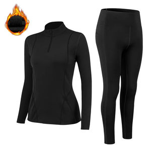 Shapewear de fitness de <span class=keywords><strong>ski</strong></span> thermique <span class=keywords><strong>pour</strong></span> femmes ensembles de col montant élastiques avec <span class=keywords><strong>sous</strong></span>-vêtements et caleçons en molleton mince vêtements d'hiver - Product Image 4