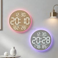 Reloj de Pared Digital LED Grande con Luz Nocturna, Temporizador de Cuenta Regresiva, Calendario Electrónico, Termómetro e Higrómetro