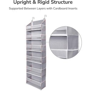 Organisateur à suspendre derrière la porte, 18 poches, 33x15x85cm, gris clair, en tissu non tissé, pour chambre et salle de bain - Product Image 6