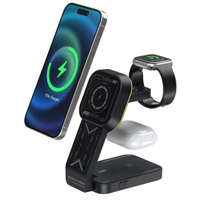HiTao 15W Fast <b>Charging</b> <b>3</b>-in-1 Foldable Magnetic Wireless Charger Station for Multi-Device - Product Image 3