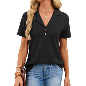 Camisa de Oficina Casual de Manga Corta con Cuello en V, Encaje Transpirable y Botones, Nueva Colección Primavera/Verano 2026 para Mujer - Product Image 5
