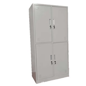 4 Door Metal <b>Locker</b> Cabinet 2 Tier Steel Office <b>Storage</b> Durable Standing Type Rectangle Push Pull Design For Workspace - Product Image 4