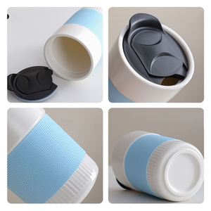 Coffret Cadeau d'Entreprise Personnalisé avec Logo, Tasse à Café de Voyage en Céramique à Double Paroi Isolée avec Manchon en Silicone 450ml et Couvercle Coulissant - Product Image 4