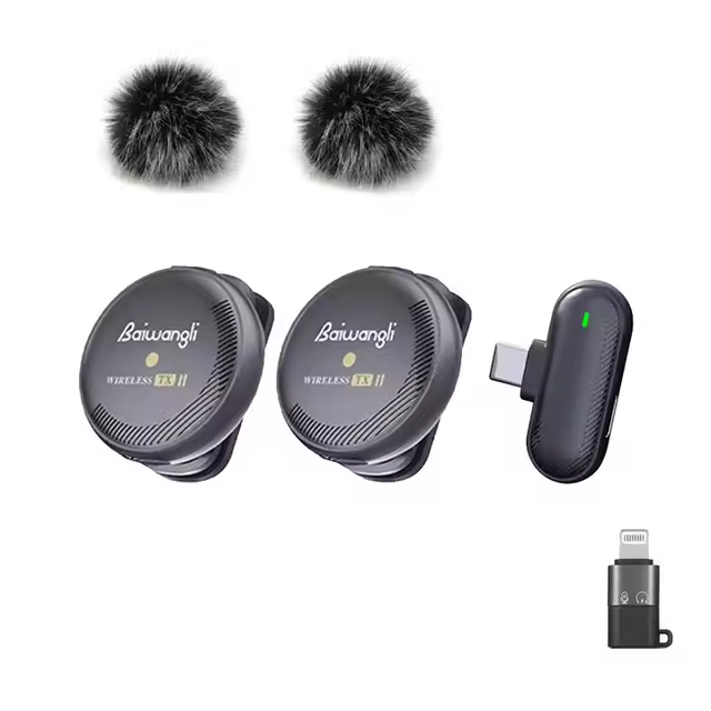SX19 Wireless Handheld Lavalier Condenser Microphone Type C Connector Portable Noise Cancelling for Video Recording Desktop Use