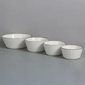 customized logo white embossed ceramic high quality Morden Luxury bowl