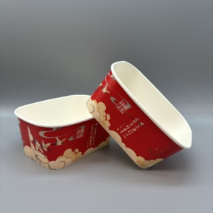 Platos y Tazones Desechables de Papel Kraft Rectangulares/Cuadrados, Resistentes al Agua, Grasa y Fugas, Aptos para Alimentos, con Tapa Personalizada para Ensaladas, Sushi y Sándwiches - Product Image 5