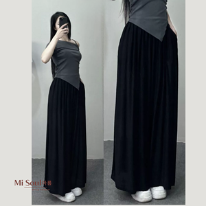 New Arrival Women Wide Leg <b>Linen</b> <b>Pants</b> <b>Drawstring</b> Elastic Waist Breathable Summer Casual Trousers OEM - Product Image 2