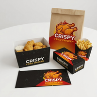 Boîte à emporter personnalisée en carton blanc et noir, résistante à la graisse, de qualité alimentaire, pour nuggets de poulet frit et frites