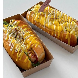 <span class=keywords><strong>Caja</strong></span> <span class=keywords><strong>de</strong></span> Papel Kraft para Empacar Hot Dogs, Bandeja para Waffles, Envase Personalizado para Comida Rápida para Llevar - Product Image 4