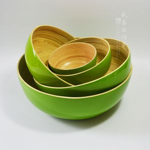 Natural Bamboo Bowls Set Green Handmade Nesting Bowls For Home Salad Fruit Storage Japanese Style JZW-09 - Product Image 1