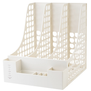 Shidai Liangpin Plastic Magazine Organizer 3 Columns Desktop <b>File</b> Rack Office <b>Storage</b> Holder - Product Image 1