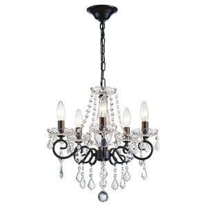 Lámpara de araña de cristal negra con fuente de luz LED E26 de forma redonda para sala de estar, dormitorio, cocina. - Product Image 5
