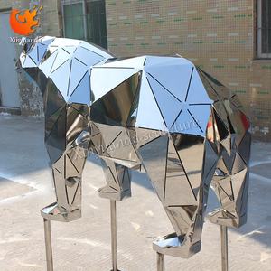 स्टेनलेस स्टील पॉलिश ज्यामितीय भालू मूर्तिकला आउटडोर वाणिज्यिक प्लाजा आधुनिक कला स्थापना बड़ी मंजिल वाली धातु - Product Image 3