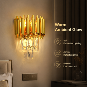 Modern Decorative <b>Wall</b> Lamp Gold Metal Acrylic E27 2W Warm White Indoor For Bedroom Living Room Hotel Villa Home - Product Image 4