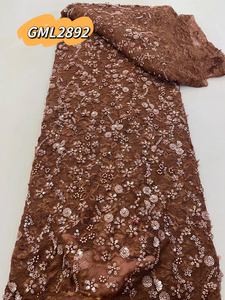 Tissu en dentelle lourde <span class=keywords><strong>de</strong></span> luxe avec des paillettes, style européen, <span class=keywords><strong>broderie</strong></span> à <span class=keywords><strong>la</strong></span> <span class=keywords><strong>main</strong></span>, matière <span class=keywords><strong>de</strong></span> mariage africaine - Product Image 4