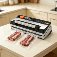 Machine de mise sous vide domestique avec bac de récupération amovible -95 kPa, poignée Easy-Lock, rangement intégré pour rouleaux, mode super-humide, double chauffage