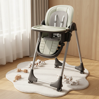 Table et chaise à manger multifonctionnelles 2 en 1 pour bébé avec roulettes, métal, capacité de charge de 250 lb, hauteur réglable