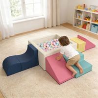 Ensemble de jeu d'escalade modulaire en mousse souple 5 pièces pour enfants de 4 à 6 ans, avec piscine à balles, 80x80x40cm TX