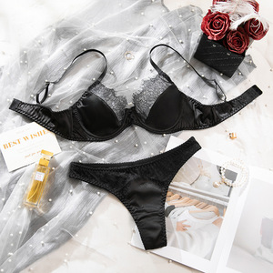 Conjunto de Lencería Sexy con Encaje para Verano, Cómodo, Ultrafino, Estilo Francés, que Reduce la Apariencia del Busto - Product Image 6