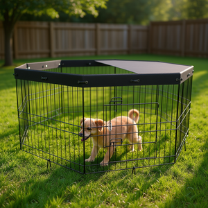 Parc pour chien pliable en métal à 8 panneaux, 24 pouces de haut avec couvercle supérieur, pour animaux de petite et moyenne taille, utilisation intérieure et extérieure - Product Image 2