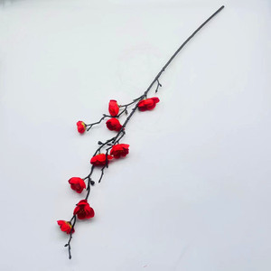 Branche de fleur de prunier artificielle Qi Xing, 60 cm, fleur en soie, décoration artisanale pour la maison - Product Image 1