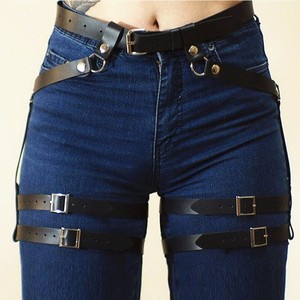 Punk <b>Leather</b> Leg <b>Harness</b> With Belt And Thigh Straps For Stage Dance Performance Wear Spring 2024 - Product Image 2