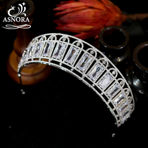 Corone e Tiare Classiche Europee con Zirconi per Donne, Accessori per Capelli da Sposa, Turbante per Abiti da Sera, Accessori per Matrimoni - Product Image 2