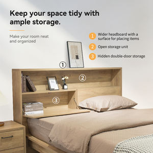 Cadre de lit de luxe moderne <span class=keywords><strong>avec</strong></span> rangement | Lit en bois haut de gamme Factory Direct - Product Image 4