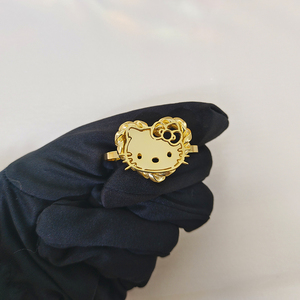 טבעות כפולות אופנתיות מפלדת אל-חלד מצופות זהב 18 קראט עם דמות מצוירת חמודה בהתאמה אישית, תכשיט לנשים, מתנה למסיבה - Product Image 1