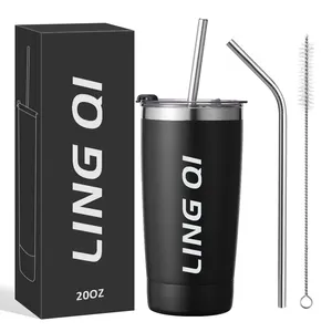 20oz Tumblers Stainless Steel Vacuum Insulated Double Wall Tumbler With Straw And Lid Custom Logo