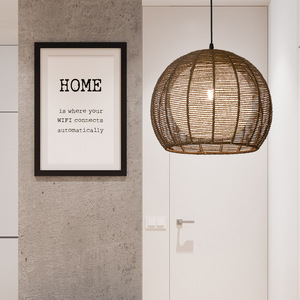 Lampe suspendue de style japonais, lustre rond à LED E27 à tête unique pour chambre à coucher, salon, bureau, balcon, salle tatami - Product Image 1
