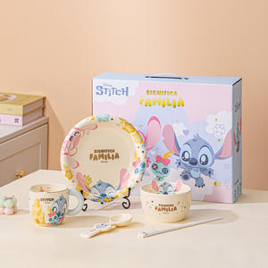 Juego de Vajilla de Cerámica de Lujo <span class=keywords><strong>Disney</strong></span> Solo, con Diseño de Anime y Dibujos Animados, Apto para Lavavajillas, Portátil, en Caja de Regalo, Plato y Tazón de <span class=keywords><strong>Porcelana</strong></span> - Product Image 1