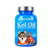 AINA Huile de Krill la plus populaire en flacon de 120 comprimés pour chiens et chats : soutien immunitaire, santé de la peau et du pelage, santé cardiovasculaire, santé cérébrale/cognitive