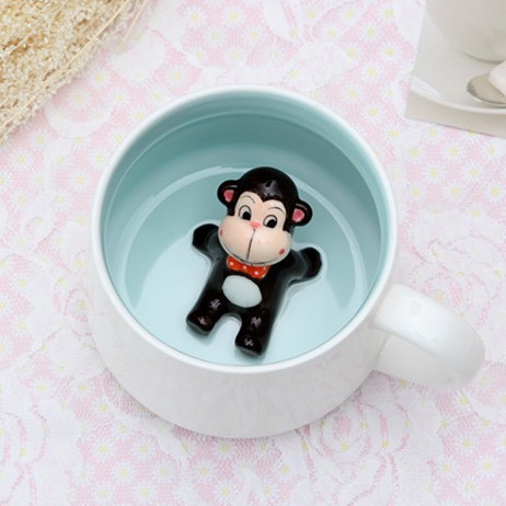Tasse blanche-petit singe