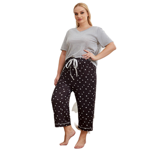 KISS ME ANGEL Conjunto de Dos Piezas para Mujer, Ropa de Casa Informal, Pantalones Cortos con Cordón y Cintura Elástica, Talla Grande MM 0XL-5XL, Verano - Product Image 1