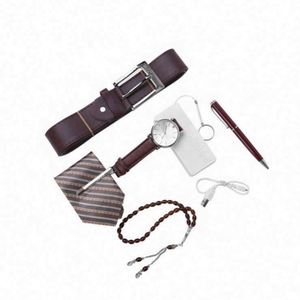 Coffret Cadeau Montre Homme Quartz Style Dessin Animé Tendance 2025 avec Ceinture en Cuir, Cravate et Stylo – Impression UV, Logo Personnalisé, Promotionnel pour Entreprises - Product Image 4