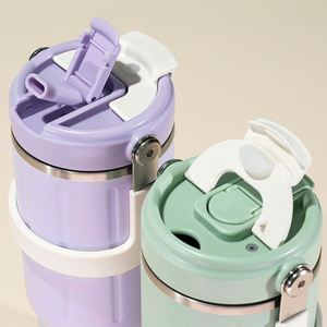 Best Selling Customized Color <b>Double</b> <b>Wall</b> Stainless Steel Insulated Bottle Thermos Tumbler <b>Mugs</b> With Straw - Product Image 3