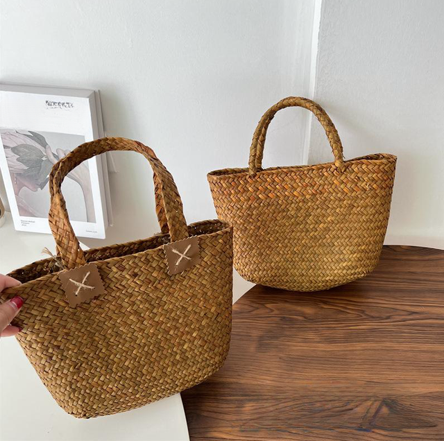 Wholesale 2024 Fashion Kids Bags Holiday Handmade Weave Bags