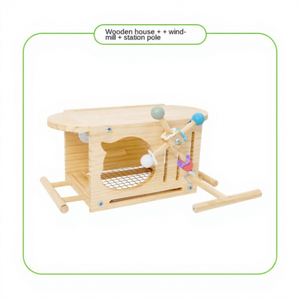 Nid d'oiseau en bois à motif solide avec clocher bouton fermeture nid de jeu d'oiseau et maison <span class=keywords><strong>perchée</strong></span> pour l'élevage d'oiseaux - Product Image 6