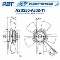 Ventilateur axial d'admission pour machines A2D250-AJ02-11 – Unité de remplacement à haut débit d'air pour système d'évacuation et refroidissement d'équipements industriels