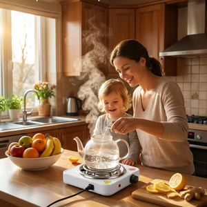 <span class=keywords><strong>Plaque</strong></span> chauffante électrique 2026 la plus vendue, 1000W/1500W, pour cuisiner, réchauffer les aliments, faire des omelettes et des barbecues - Product Image 1
