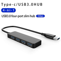 Hub USB 3.0 de 4 Puertos, 5Gbps, Divisor USB, Entrada USB Tipo C, 4 Puertos USB 3.0, Base de Conexión para Laptop, PC, MacBook, Teléfono