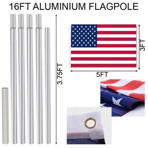 20ft tiang bendera Promosi konstruksi taman luar ruangan aluminium 3 "x 5" Kit atas bola emas 6M spanduk bendera perak - Product Image 6