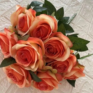 Ramo de rosas de seda Artificial, <span class=keywords><strong>accesorios</strong></span> nupciales para boda, Borgoña - Product Image 6