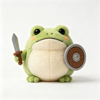Peluche Animale Guerrier Mignonne avec Épée et Bouclier, Chat Shiba, Ours, Lapin, Grenouille, Canard, Poupée en Peluche Douce pour Enfants, Cadeau