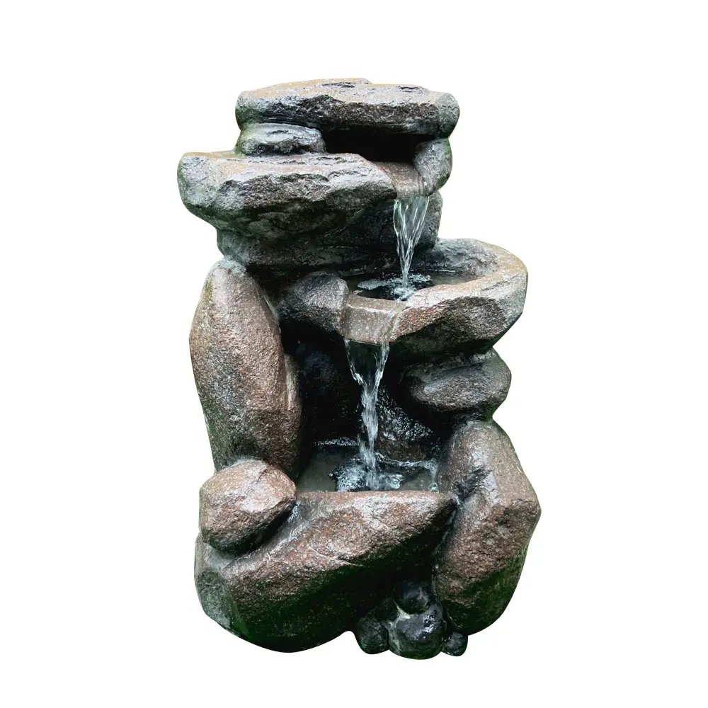 Fuente de agua para exteriores, proveedor Chino, diseño de piedra de fibra de vidrio, Roca, cascada, jardín, para promoción