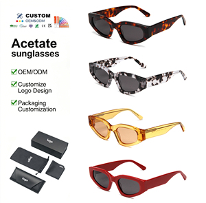 Unisex Retro Cat Eye Full Rim Acetate Polarized Sunglasses UV400 Protection Wholesale Customizable Logo Gray Vintage <strong>TAC</strong> - Product Image 1