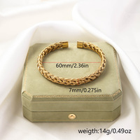 Brazalete Abierto de Malla Tejida Vintage - Brazalete en Forma de C Hipoalergénico y Resistente al Deslustre para Mujer - Personalización con Grabado Láser